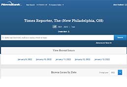 Image of The Times-Reporter Archive homepage.