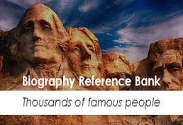 photo of Mt. Rushmore with thousands of famous people as text on a white banner