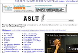 american sign language university screenshot