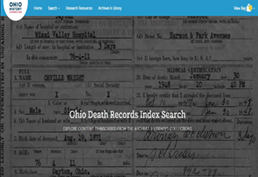 ohio death record index screenshot